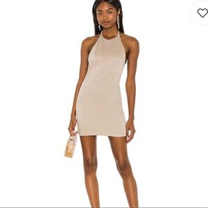 Revolve Lovewave The Clarke Mini Dress in Beige Gold